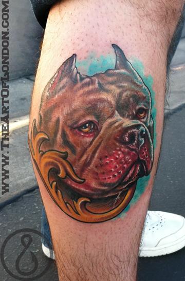 portrait tattoos on arm. Squire#39;s Pit Bull Portrait Tattoo Tattoo Design Thumbnail