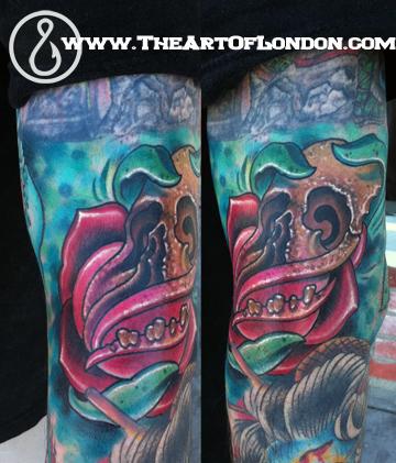 Skully Rose Morph Tattoo Tattoo Design Thumbnail