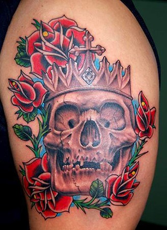 Skull Tattoo Placement Arm Comments Realistic Skull with Crown and 