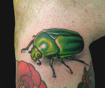 Katelyn Crane - Green Scarab Beetle Tattoo