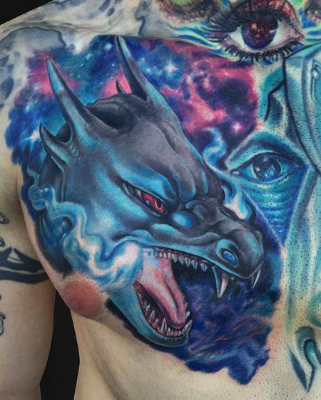 Mega Charizard X Chest Tattoo Design Thumbnail
