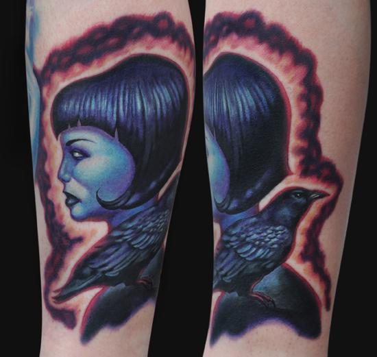 Jamie Parker Crow Girl Tattoo Jamie Parker Crow Girl Tattoo