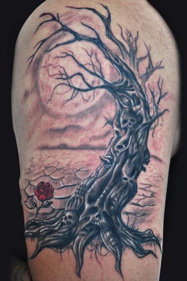 Jamie Parker Evil Tree Tattoo