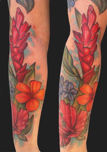 Katelyn Crane - Hawaiian flowers tattoo