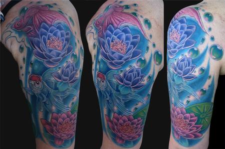 Tattoos - Goldfish and lotus half sleeve - 68921