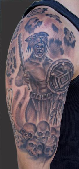 Katelyn Crane - Aztec Jaguar Warrior tattoo
