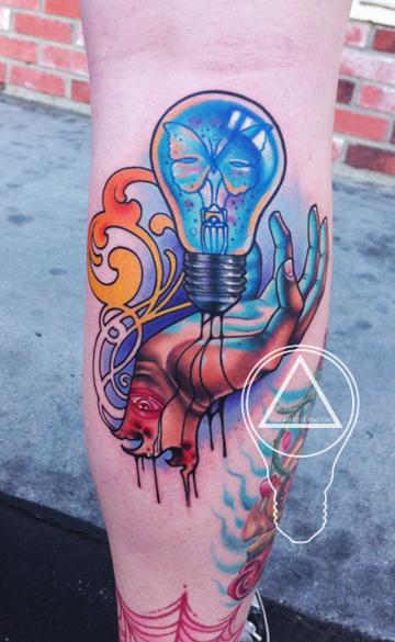 Tattoos - Brittan London Reese - Hopeful Butterfly Light Bulb Tattoo