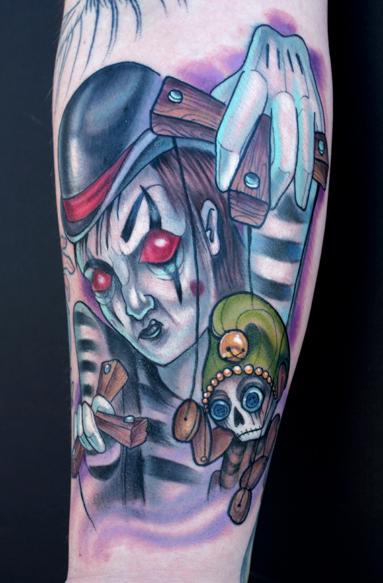 Katelyn Crane - Evil Mime Puppeteer tattoo 