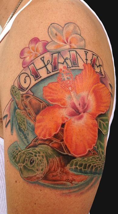 Tattoos - Ohana flower and Turtle - 82481