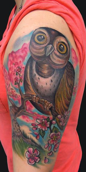 Katelyn Crane - Owl in a Tree Tattoo