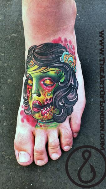 She's a victorian flapper zombie girl tattoo and she's in love for all the