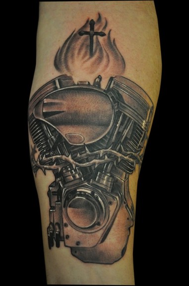 engine tattoo. Sacred V-Twin Engine