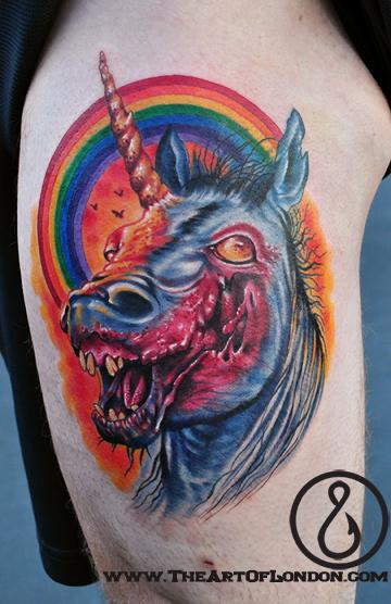 Tattoos New School tattoos Zombie Unicorn Tattoo
