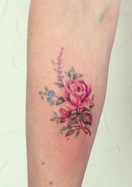 Tiny vintage rose tattoo Tattoo Design Thumbnail