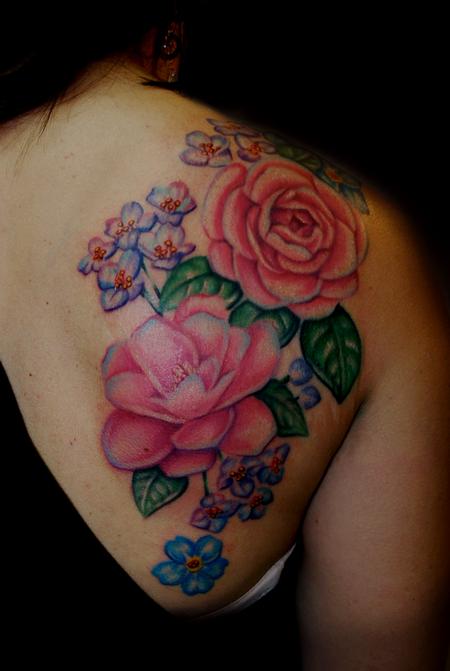 Tattoos - floral back tattoo - 63327