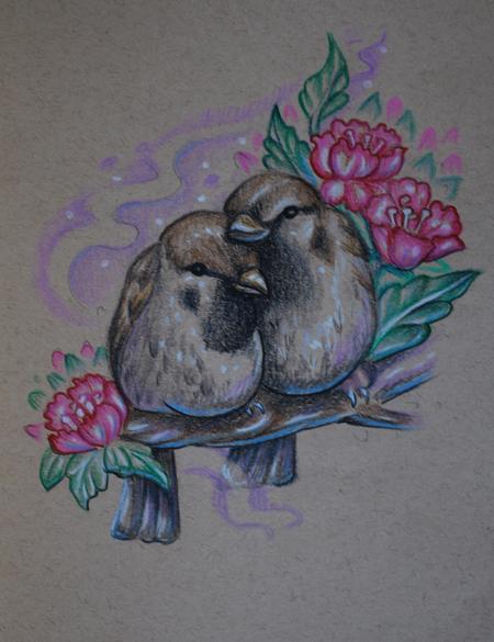Mallory Johnstone - Love Birds Tattoo Sketch