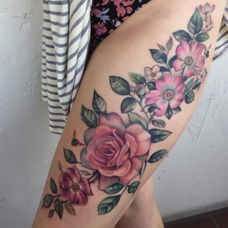 Floral Thigh tattoo Tattoo Design Thumbnail