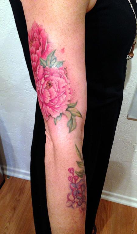 Tattoos - Peonies and Lilacs - 89273