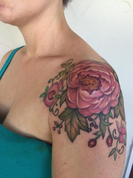 Peony and sweet pea Tattoo Design Thumbnail