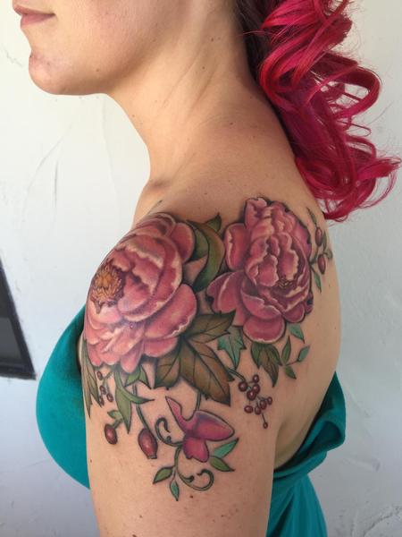 Peony and sweet pea Tattoo Design Thumbnail