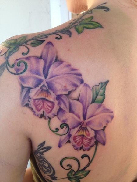 Tattoos - purple orchids - 93355