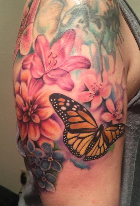 Flower Sleeve Detail Tattoo Design Thumbnail