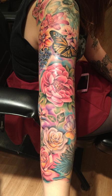 Floral Sleeve (partially healing) Tattoo Design Thumbnail