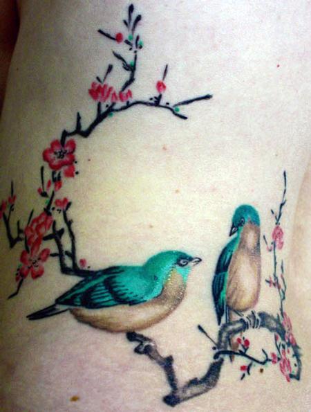 Tattoos - Chinese Plum Blossom Birds - 56908