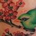 Tattoos - Green Magpies and Cherry Blossom tattoo - 69669
