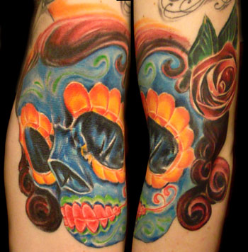 skull and roses tattoo. Tattoos Flower Rose