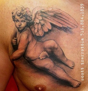 Cherub tattoo in prog Part of full sleeve email this page to a friend