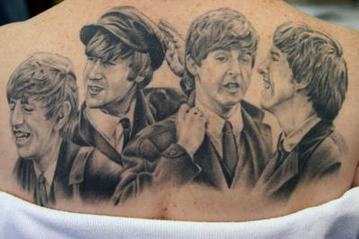 beatles back tattoo by megan hoogland tattoonow beatles back tattoo by megan hoogland tattoonow