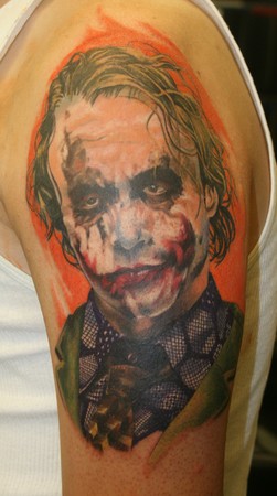 Tattoos - Meghan Lee - joker color portrait 1st session 