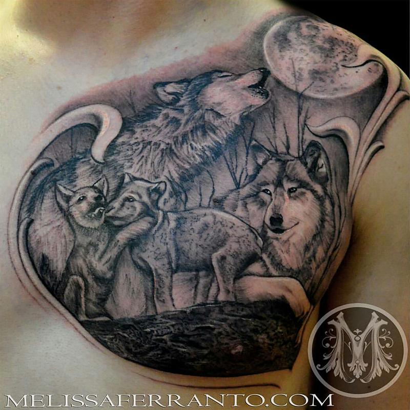wolf pack tattoo by melissa ferranto tattoonow wolf pack tattoo by melissa ferranto tattoonow