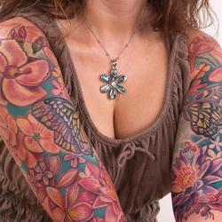 Tattoos - Monica tropical flowers bodyset - 73234