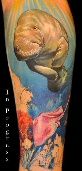 Mathew Clarke - Manatee tattoo