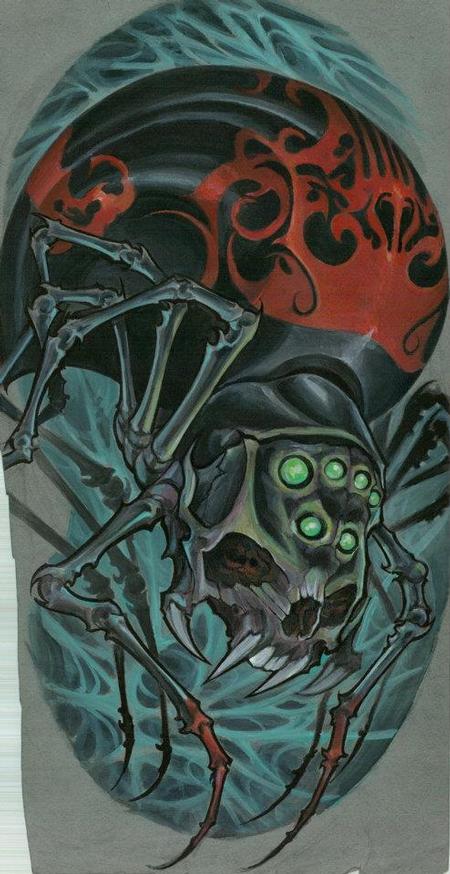 Tattoos - skull-spider print - 71692