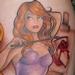 painter pinup with cheesecake Tattoo Design Thumbnail