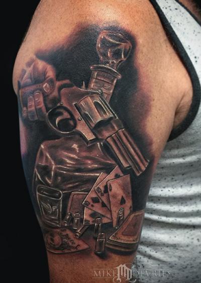 booze gun and cards by mike devries tattoonow booze gun and cards by mike devries tattoonow