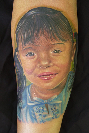 Daughter portrait Placement Arm Comments Portrait tattoo Done in 06