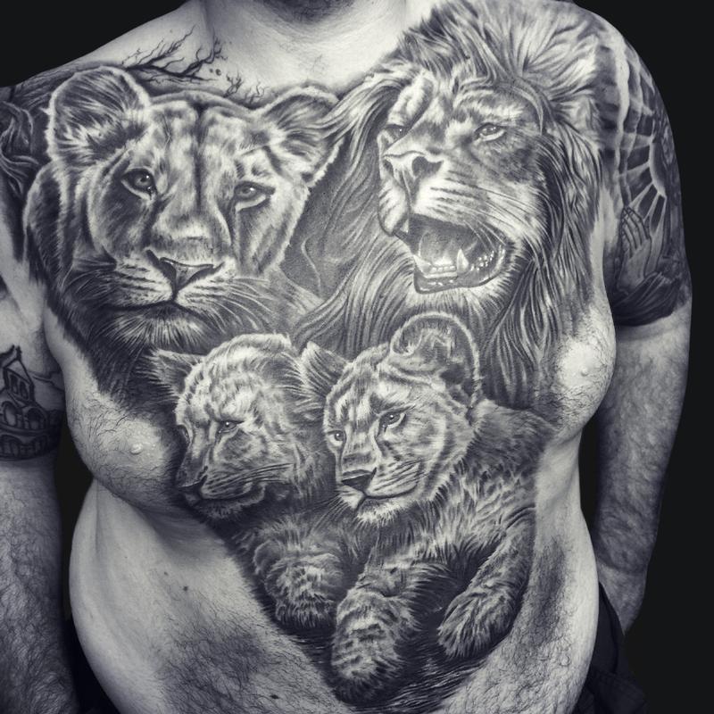 lion family tattoo by mike devries tattoos lion family tattoo by mike devries tattoos