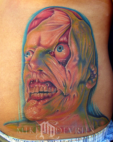 face tattoos. Creepy face Tattoo