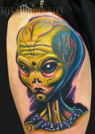 Mike DeVries : Tattoos : Realistic : Alien Tattoo