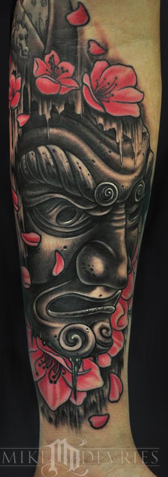 Japanese Mask Tattoo Had a lot of fun with this one 2012