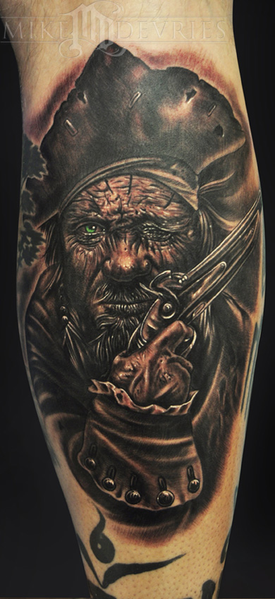 mike devries tattoos black and gray raggedy pirate mike devries tattoos black and gray raggedy pirate