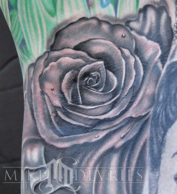 Black and grey Rose Tattoo