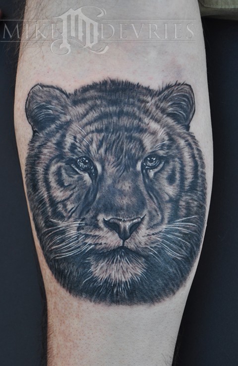 Comments Black and Grey Tiger Tattoo Took about 35 hours on the forearm