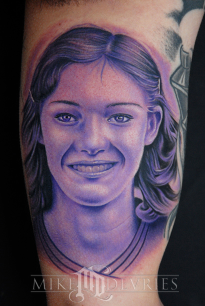 Mike DeVries - Monochromatic Portrait Tattoo
