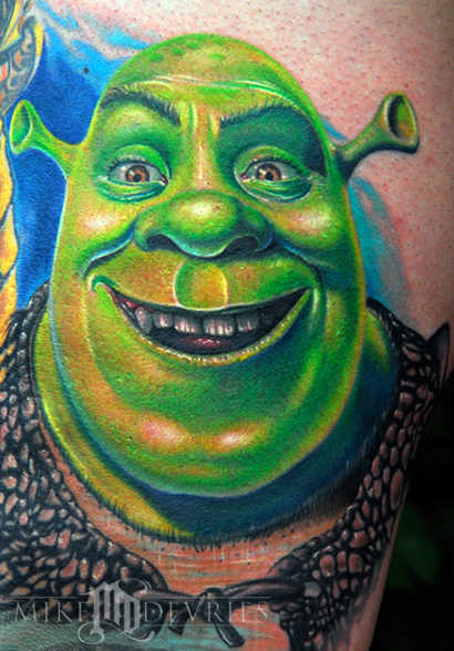 Mike DeVries - Shrek Tattoo