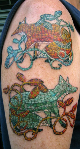 Tattoos - Kim Reed - mosaic foxes